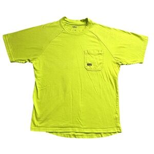 Ariat Shirt Mens Medium Neon Green Rebar Cotton Strong SS Pocket Workwear Tee